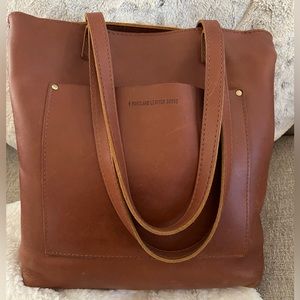 Portland Leather Goods Crossbody Tote with zipper, honey